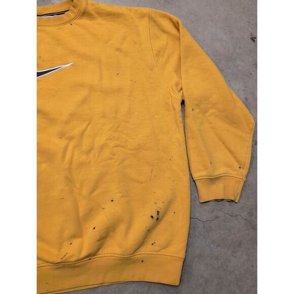 VTG Nike Center Swoosh Mens XXL Yellow Pullover Stained Gray Bar Tag - Picture 5 of 10